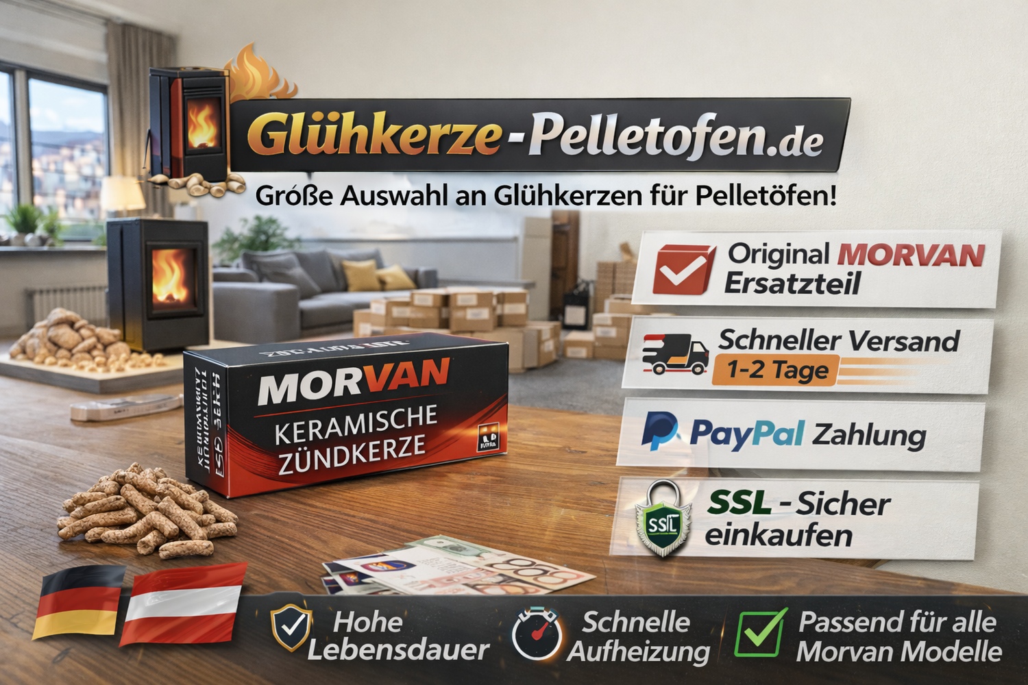 Morvan Keramische Zündkerze für Pelletöfen