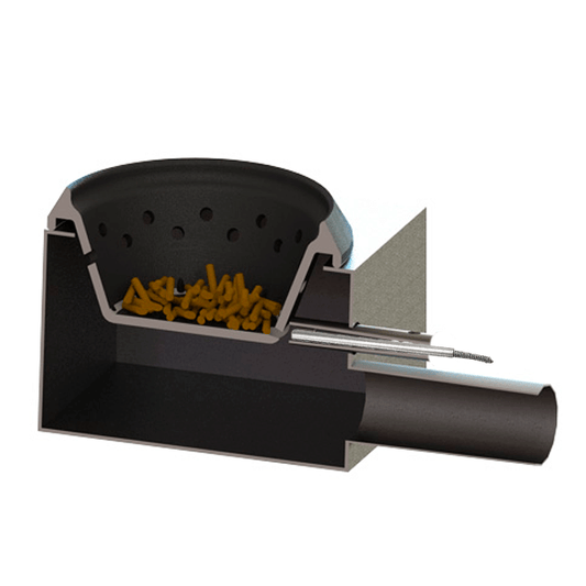 Hinweis zur Montage: Die Glühkerze sollte etwa 13 mm aus der Öffnung herausragen, um eine optimale Zündung im Pelletofen zu gewährleisten